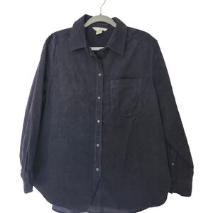 Navy Blue Corduroy H&M Long Sleeve Button Up Shirt Mens Medium